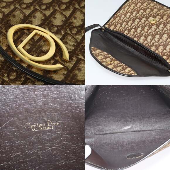 DIOR Trotter Canvas Shoulder Bag Brown Gold - Picture 11 of 12